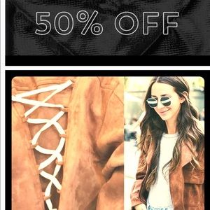 Brown Crop faux suede Jacket by POL